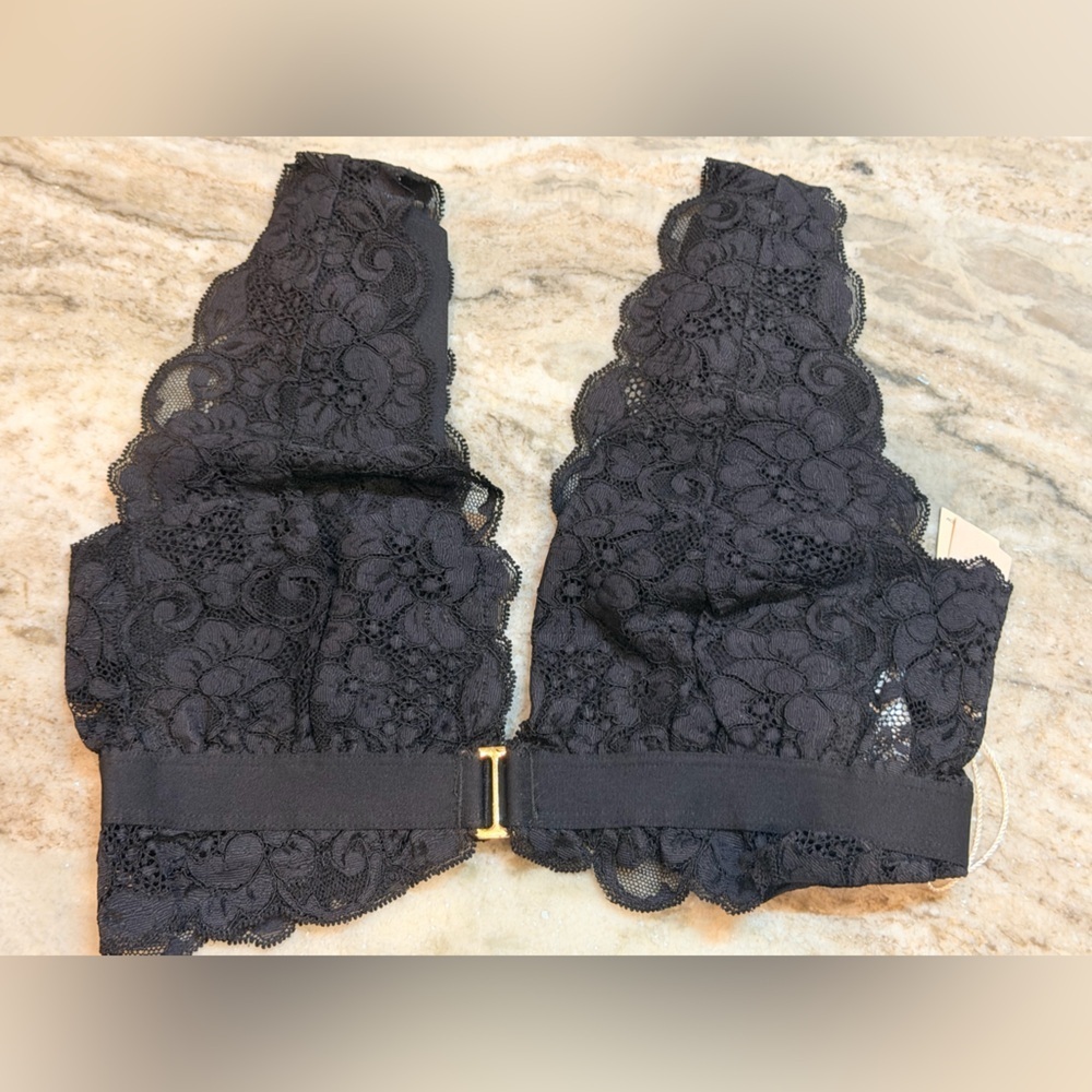 We Are HAH Black Lace Longline Bra NWT Small Sustainable Lingerie